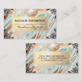 金ゴールドグリーンマーブル |要ファンシー素 |《写真》ぼけ味グロー 名刺 (正面/裏面)