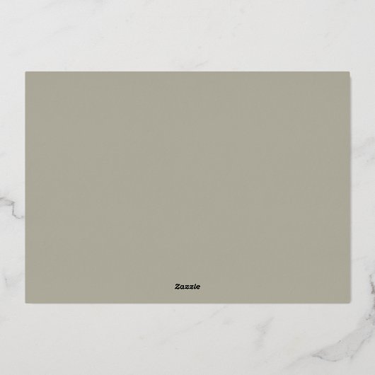 金ゴールドグリーンミニマルイニシャル2枚結婚の写真 箔招待状 (裏面)