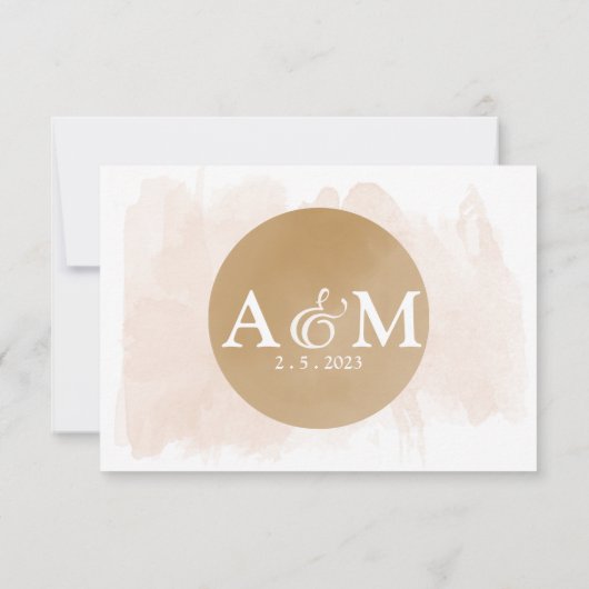 金ゴールドグリーンメニュー選択ウェディングRSVPカード 出欠カード (裏面)