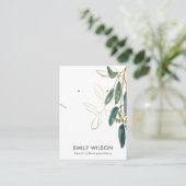 金ゴールドグリーンユーカリのネックレスイヤリングディスプレイバス 名刺 (スタンド正面)