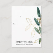 金ゴールドグリーンユーカリのネックレスイヤリングディスプレイ  名刺 (正面)