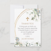 金ゴールドグリーンユーカリプタスボーイバプテスマ サンキューカード (正面)