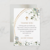 金ゴールドグリーンユーカリプタスボーイバプテスマ サンキューカード (正面/裏面)