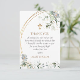 金ゴールドグリーンユーカリプタスボーイバプテスマ サンキューカード