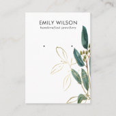 金ゴールドグリーンユーカリ動物群イヤリングスタッドディスプレイ 名刺 (正面)