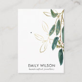 金ゴールドグリーンユーカリ動物群イヤリングスタッドディスプレイB 名刺 (正面)
