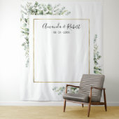 金ゴールドグリーンユーカリ結婚のバックドラップテーペストリー タペストリー (インサイチュ)