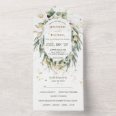 金ゴールドグリーンユーカリ結婚プツ オールインワン招待状 (内側)