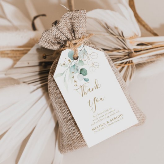 金ゴールドグリーンユーカリ結婚プトゥス感謝ギフトラベル ギフトタグ