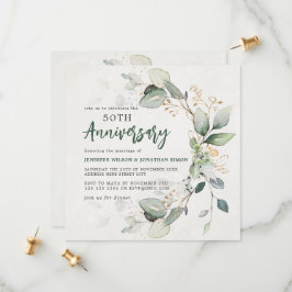 金ゴールドグリーンユーカリ結婚50周年 セーブザデート