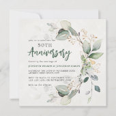 金ゴールドグリーンユーカリ結婚50周年 セーブザデート (正面)