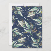 金ゴールドグリーンリースネイビーブルーボホブライダルシャワー 招待状 (裏面)