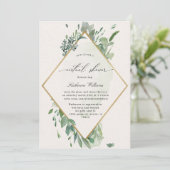 金ゴールドグリーンリーバーチャルベビーシャワー招待状 (スタンド正面)