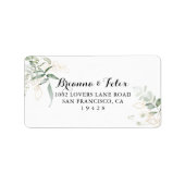 金ゴールドグリーンリーフウェディングRSVP住所 シール (正面)