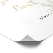 金ゴールドグリーンリーフゲストブックサイン ポスター (角)