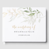 金ゴールドグリーンリーフ結婚ズゲストブック ゲストブック (正面)