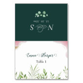 金ゴールドグリーンリー結婚ゲストネーム座席表 テーブルナンバー (正面)