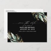 金ゴールドグリーンリー黒秋日付の保存 ポストカード (正面/裏面)