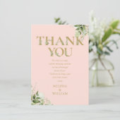 金ゴールドグリーンレターピンク赤ちゃんシャワー詩 サンキューカード (スタンド正面)