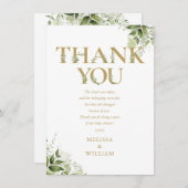 金ゴールドグリーンレターベイビーシャワー詩 サンキューカード (正面/裏面)