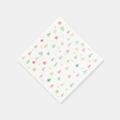 金ゴールドグリーンレッドクリスマスツリーパターン スタンダードカクテルナプキン (角)