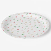 金ゴールドグリーンレッドクリスマスツリーパターン ペーパープレート (アングル)