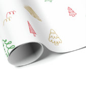 金ゴールドグリーンレッドクリスマスツリーパターン ラッピングペーパー (ロールコーナー)