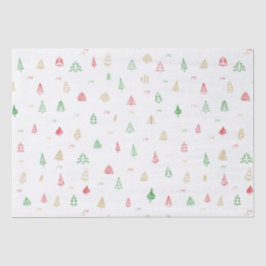 金ゴールドグリーンレッドクリスマスツリーパターン 薄葉紙