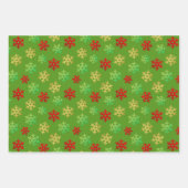 金ゴールドグリーンレッドグリッタースノーフレークスクリスマス ラッピングペーパーシート (正面2)