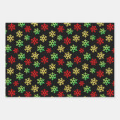 金ゴールドグリーンレッドグリッタースノーフレークスクリスマス ラッピングペーパーシート (正面)