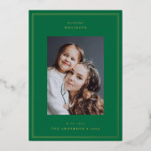 金ゴールドグリーンレッドホワイトフレームフォトクリスマス 箔シーズンカード (正面)