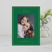 金ゴールドグリーンレッドホワイトフレームフォトクリスマス 箔シーズンカード (立ち正面)