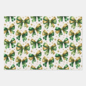 金ゴールドグリーンヴィンテージ弓クリスマス ラッピングペーパーシート (正面3)