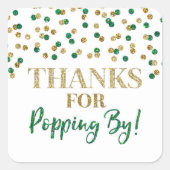 金ゴールドグリーン感謝してい紙吹雪 スクエアシール (正面)