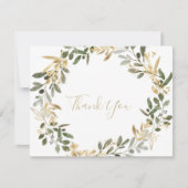 金ゴールドグリーン秋フラッ結婚トサンキューカード サンキューカード (正面)