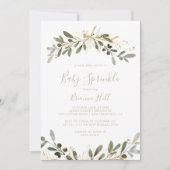 金ゴールドグリーン秋ベビー散布招待状 招待状 (正面)