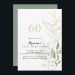 金ゴールドグリーン紅葉60thバースデーパーティー 招待状<br><div class="desc">この金ゴールドの緑の葉60th誕生日パーティーの招待は、素朴な誕生日パーティーに最適である。この芸術的デザインは手描きの水彩金ゴールドと緑の葉、の自然なインスパイア美しいを特徴とする。</div>
