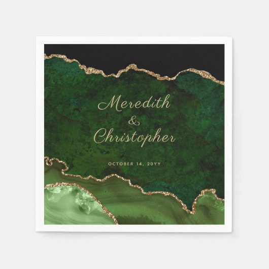 金ゴールドグリーン結婚アゲートのナプキン スタンダードカクテルナプキン (正面)