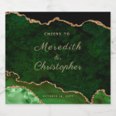 金ゴールドグリーン結婚アゲート スパークリングワインラベル (シングルラベル)