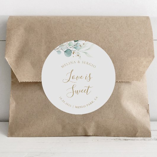 金ゴールドグリーン結婚ユーカリの愛は甘い ラウンドシール