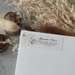 金ゴールドグリーン葉差出人住所ラベル ラベル