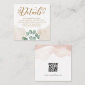 金ゴールドグリーンQRコード結婚の詳細 エンクロージャーカード (正面/裏面)