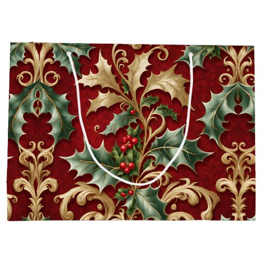 金ゴールドグリ離れンドクリスマスホリデー抱き枕 ラージペーパーバッグ (裏面)