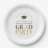 金ゴールドグレイグラードパーティーレトロタイポグラフィ ペーパープレート (正面)