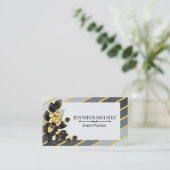 金ゴールドグレイストライプズゴールデンブラックオーキッドフローラ 名刺 (スタンド正面)