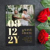 金ゴールドグレイタイポグラフィ結婚の写真の日付の保存 箔招待状