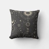 金ゴールドグレイ抽象芸術ドリームダークボホスクエアピロー クッション (正面)