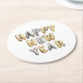金ゴールドグレイ新年 ラウンドペーパーコースター (アングル)