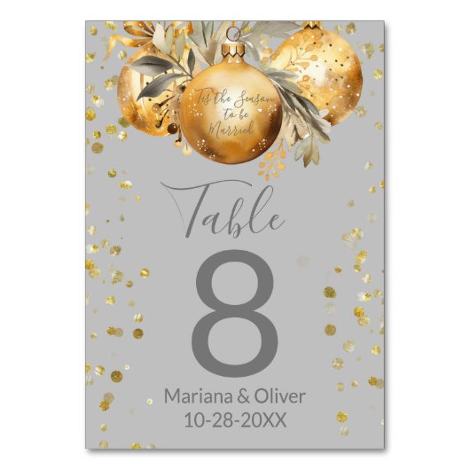 金ゴールドグレイ結婚クリスマスのテーブル番号 テーブルナンバー (正面)
