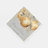 金ゴールドグレイ結婚クリスマス スタンダードランチョンナプキン (角)